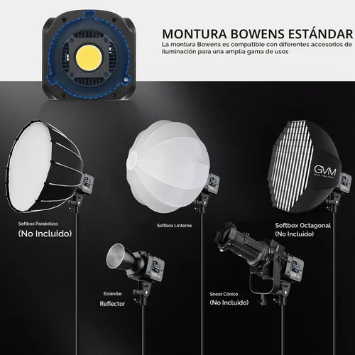 Vista 6 de GVM - Luz de video LED SD80S de 80 W con linterna Softbox y kit de soporte para trípode, luz de estudio de montaje Bowens de 5600 K, iluminación