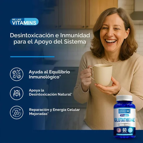 Vista 5 de Suplemento de glutatión certificado NSF 500mg - 60 cápsulas de glutatión