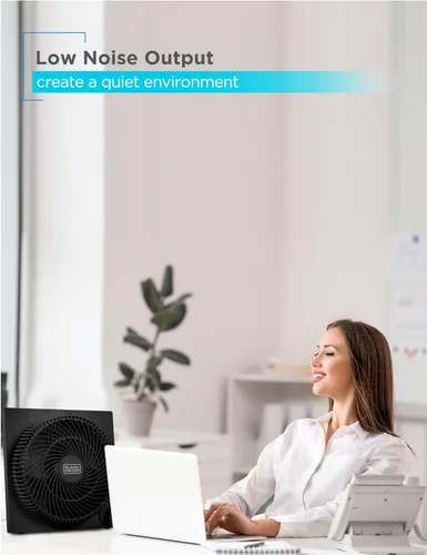 Vista 6 de BLACK+DECKER - Ventilador de caja sin marco de 9 pulgadas, ventilador de escritorio independiente con 3 configuraciones de velocidad, ventilador