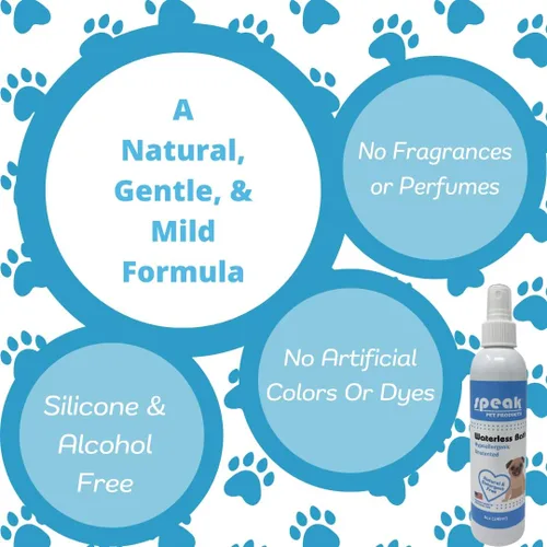 Vista 4 de Speak Pet Products Spray de baño natural sin agua, para perros, hipoalergénico sin perfume, 8 onzas