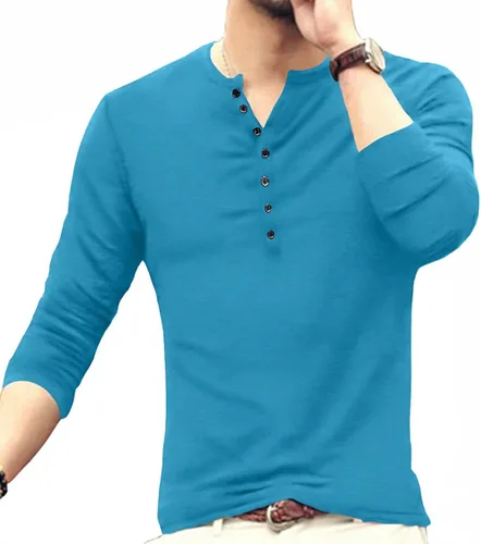 Vista 6 de YTD - Camiseta de manga larga para hombre estilo informal corte ajustado