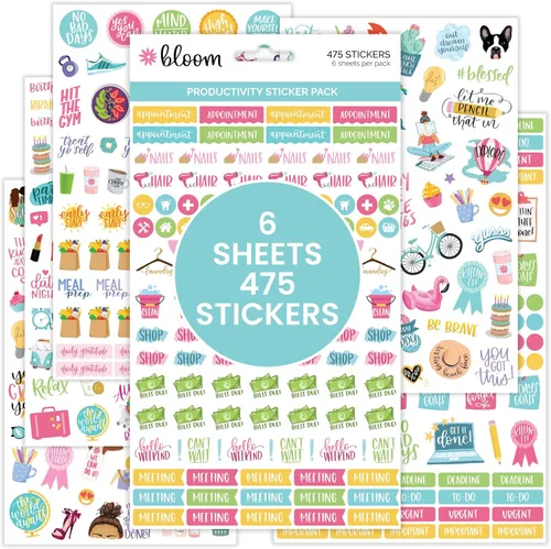 Vista 12 de Bloom Daily Planners Hojas de Calcomanías para Planificador Clásico Recientemente Mejoradas - Paquete Variado de Calcomanías para Decorar