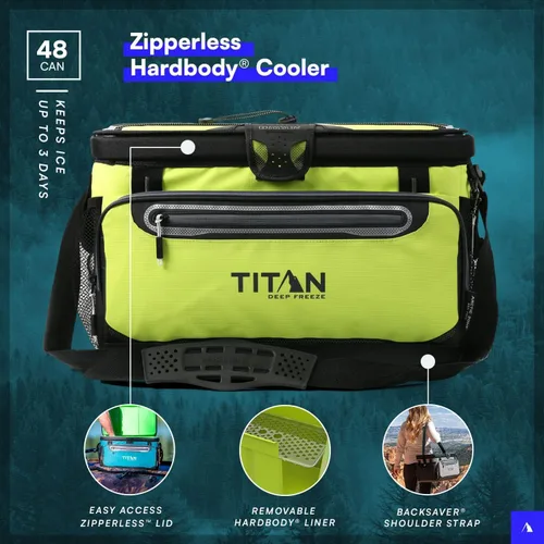 Vista 2 de Titan by Arctic Zone Deep Freeze Cooler - Zipperless Hardbody Cooler - Deep Freeze Insulation, HardBody Liner, and SmartShelf