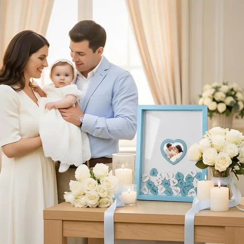 Vista 6 de Libro de invitados de boda azul alternativo para recepción con corazones de madera, un marco, decoración de libros, recuerdos para boda, ideas