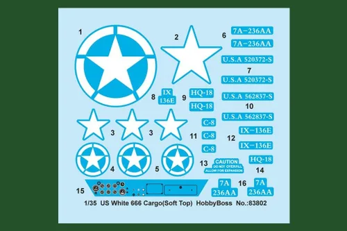Vista 4 de Hobby Boss US White 666 Kit modelo camión de carga (parte superior suave), HY83802