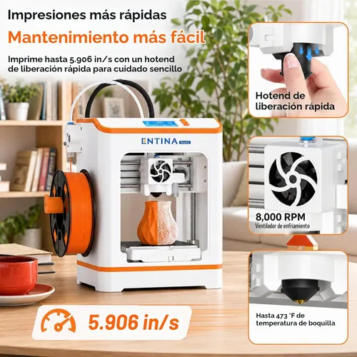 Vista 3 de ENTINA TINA2C Impresora 3D para principiantes totalmente montada Mini Naranja