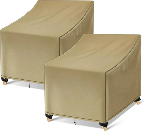 Vista 7 de WLEAFJ Fundas Impermeables para Sillas de Exterior, Fundas Negras para Muebles de Patio y Césped, Funda de Asiento Profundo para Sillón de Patio