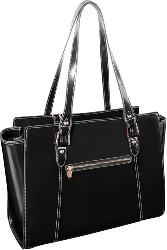 Vista 5 de McKlein ALDORA, Leather Ladies' Tote with Tablet Pocket, Laptop Bag for Women Negro