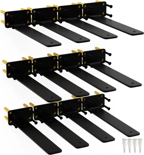 Vista 13 de Soportes de estante de 6 pulgadas, paquete de 8 soportes flotantes para estantes, soportes ocultos de acero al carbono de 1/5 pulgadas de grosor