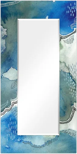 Vista 20 de Empire Art Direct Espejo de pared rectangular biselado en blanco y negro con vidrio templado impreso abstracto, tocador, espejo de baño, listo