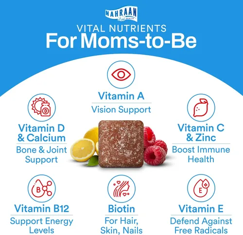 Vista 3 de Gomitas prenatales halal para mujeres, vitaminas prenatales de gomitas halal con DHA y ácido fólico para antes, durantes/después del embarazo, 60