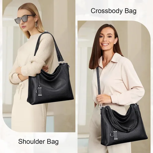Vista 26 de Over Earth Genuine Leather Purses for Women Large Hobo Bags Lady Shoulder Handbags with Detachable Strap