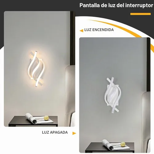 Vista 4 de DELIPOP Aplique de pared LED moderno, lámpara de pared interior espiral de 3000 K, lámpara de pared LED acrílica de 21 W para pasillo, baño