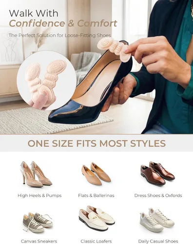 Vista 7 de Almohadillas para el talón para zapatos demasiado grandes: agarre antideslizante para el talón Zapatos de mujer (4 pares) - Insertos acolchados que