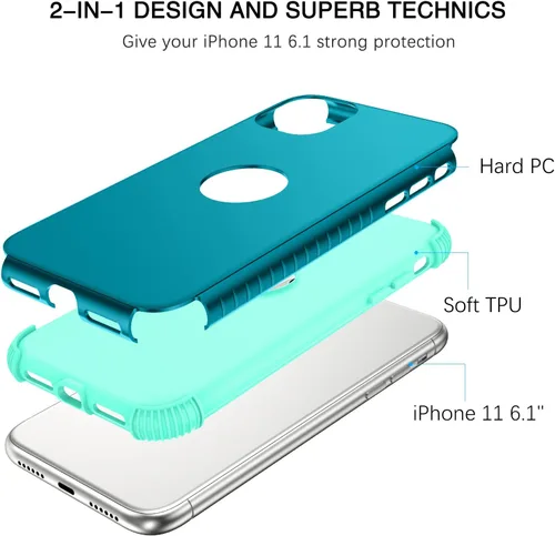 Vista 2 de BENTOBEN Funda para iPhone 11, Uso Intensivo 2 en 1 Protección Completa Rugosa a Prueba de Golpes Híbrida Parachoques de PC Duro Cubierta Protectora