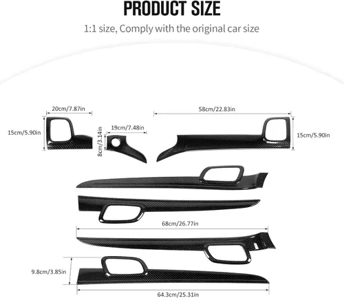 Vista 7 de JeCar Panel de tablero de consola central, cubiertas interiores de manijas de puerta, accesorios interiores compatibles con Jeep Grand Cherokee WK2