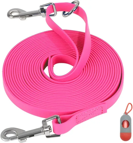 Vista 11 de Correa larga impermeable para entrenamiento de perros de 16/30/50 pies, correa larga para perros grandes, medianos y pequeños, al aire libre, Negro