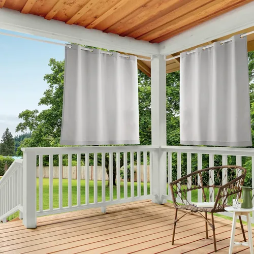 Vista 21 de Town & Country Basics Cabana - Cortinas pesadas para interiores y exteriores, opacidad de filtrado de luz con ojales en la parte superior, repelente