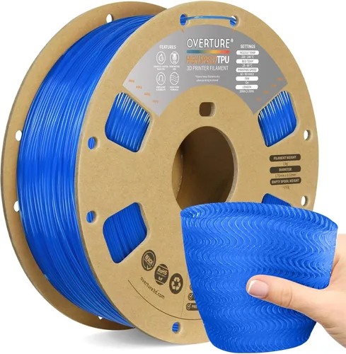 Vista 16 de OVERTURE - Filamento de TPU de 1/16 pulgadas, rollo flexible de poliuretano termoplástico, impresora 3D suave, 95A, carrete de 2.2 libras, precisión