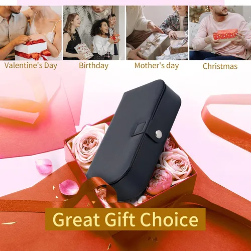 Vista 7 de Smileshe Joyero para mujeres y niñas, pequeño estuche organizador de viaje portátil de piel sintética, cajas de almacenamiento para anillos, aretes
