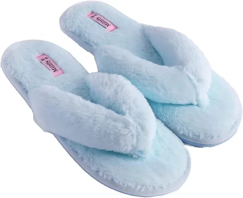 Vista 2 de Millffy Pantuflas mullidas con puntera abierta para verano, cálidas, cómodas, para mujer