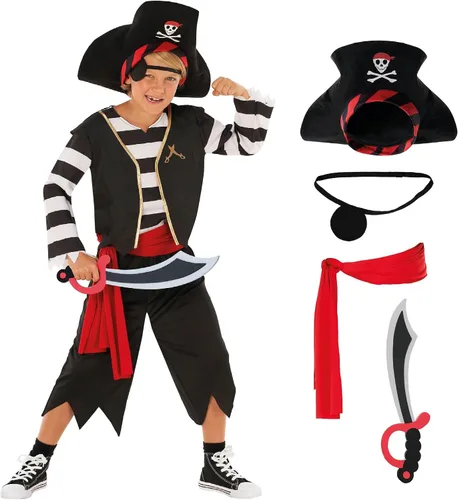 Vista 8 de Morph, Disfraz de pirata para niños, disfraces de Halloween para niños Negro