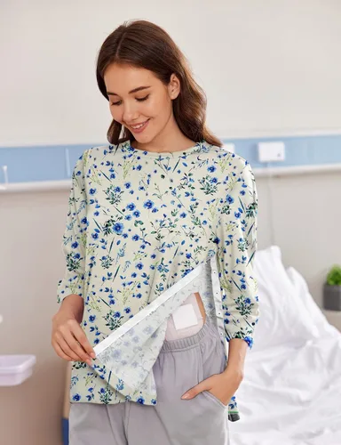 Vista 5 de Camisetas Deyeek para Mujeres Después de Cirugía de Hombro Desmontables Mangas 3/4 Tops para Después de Cirugía de Manguito Rotador Ropa Adaptativa