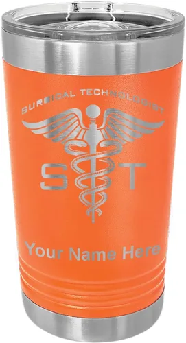 Vista 8 de LaserGram Vaso de pinta aislado al vacío de 16 onzas, ST Surgical Technologist, grabado personalizado incluido (negro)