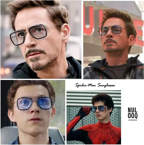 Vista 4 de Tony Stark - Gafas de sol polarizadas para hombre Mujeres Vintage Aviator Square Metal Frame Iron Man Edith