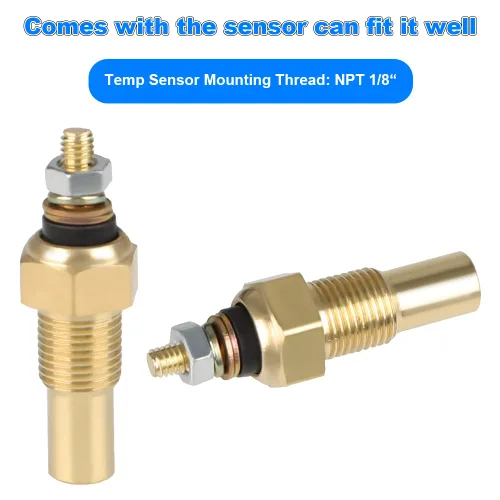 Vista 2 de WATERWICH Kit de medidor de temperatura del agua con termómetro de temperatura del agua 104-302℉ DC12V 2 pulgadas 52 mm con sensor para coche