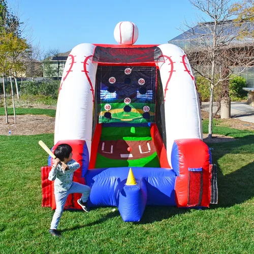 Vista 3 de JumpOrange Juego inflable de béisbol (con soplador y murciélago de espuma), niños y adultos, grado comercial, juego de alquiler, agujeros de tiro