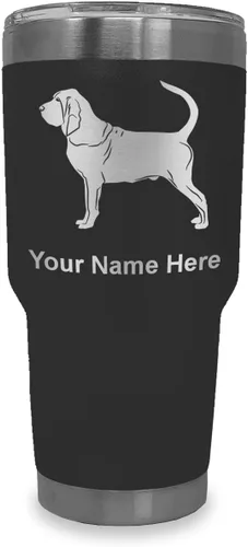 Vista 33 de LaserGram Vaso aislado al vacío de 20 onzas, perro sabueso, grabado personalizado incluido (negro)