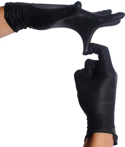 Vista 3 de Guantes de nitrilo, sin polvo, negros, extra pequeños, 100 unidades, oscuros