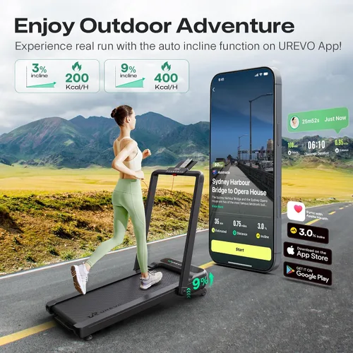 Vista 7 de UREVO Strol 2E Caminadora plegable inteligente 2 en 1, almohadilla compacta para caminar con mango de seguridad, Plug and Play, caminadora de Black
