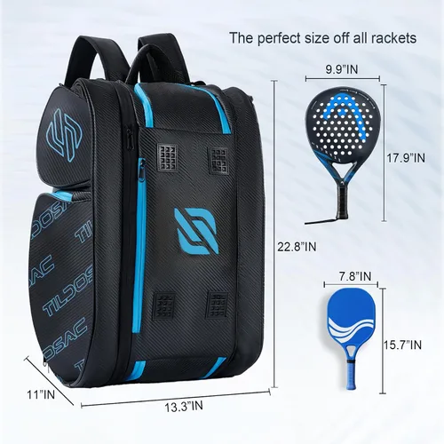 Vista 7 de TILDOSAC Bolsa desmontable 2 en 1 para pickleball y pádel para hombres y mujeres Compartimento para raquetas aislado con lámina térmica Para