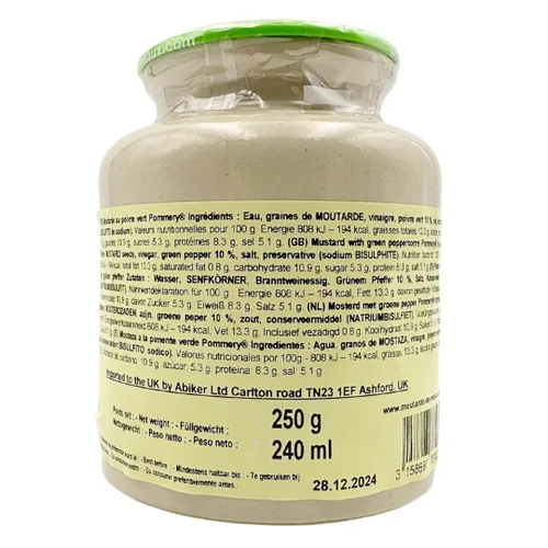 Vista 4 de Pommery - Mostaza de pimienta verde gourmet de Francia en barro 8.8oz