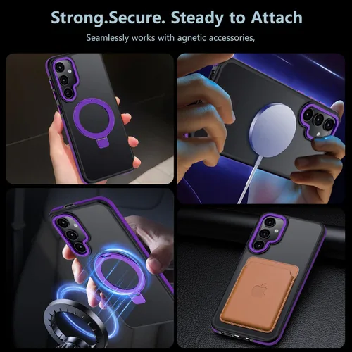 Vista 6 de Funda para Samsung Galaxy S24 Plus, soporte de anillo magnético ajustable [compatible con Magsafe], [protección a prueba de golpes de grado militar]