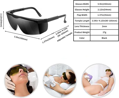 Vista 5 de Alsenor IPL 190 nm-2000 nm Gafas de Seguridad Láser para Operadores de Cosmetología Láser, Protección para los Ojos y Tratamiento de Depilación Láser