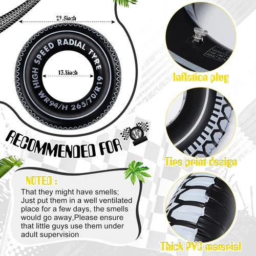 Vista 2 de Libima 4 flotadores inflables para piscina, flotadores de piscina de 30 pulgadas, anillos de natación, tubos de neumáticos hawaianos, tubos