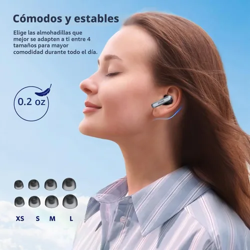 Vista 7 de Auriculares inalámbricos EarFun Air 2, controladores de 10mm con auriculares Bluetooth LDAC, audio de alta resolución, Bluetooth 5.3 con conexión