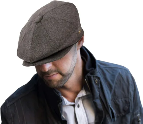 Vista 36 de EPOCH Gorra de lana para hombre, sombrero de golf Applejack de cabbie de tweed de conducción en espiga Nsb1910