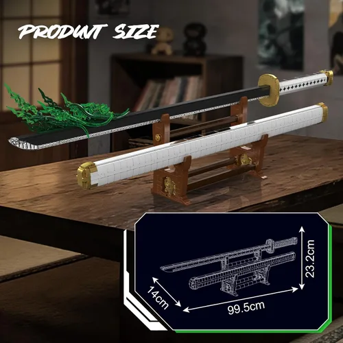 Vista 5 de Mould King 10258 MOC Samurai Sword Modelo de bloque de construcción, más de 1674 piezas con iluminación LED, exhibición de espada inspirada