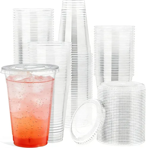 Vista 13 de 240 tazas pequeñas de plástico transparente para condimentos con tapas, recipientes de porciones de 1 oz, ideales para condimentos, aderezos