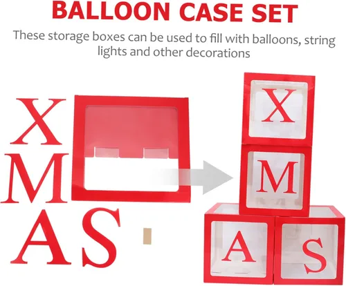 Vista 5 de Didiseaon 1 juego de cajas de globos de Navidad, cajas de globos de Navidad, juego de decoración de Navidad, globos transparentes de bautizo