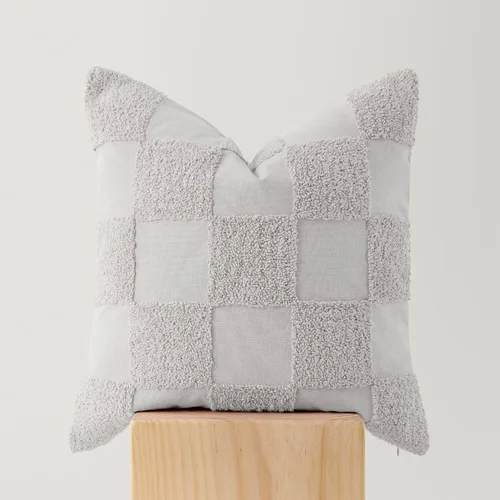 Vista 13 de Fundas de almohada de doble puntada 100 % algodón, fundas de almohada decorativas bohemias a cuadros con mechones de 20 x 20 pulgadas, hechas