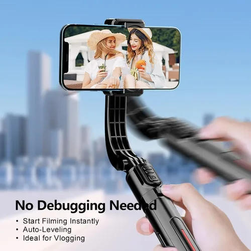 Vista 2 de Estabilizador de cardán para teléfono, selfie stick y trípode con control remoto Interruptor horizontal/vertical de un solo toque y rotación