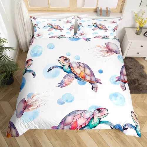 Vista 9 de Erosebridal Juego de ropa de cama con pelota de tenis para niños, funda de edredón con temática de juegos deportivos, tamaño individual para niños