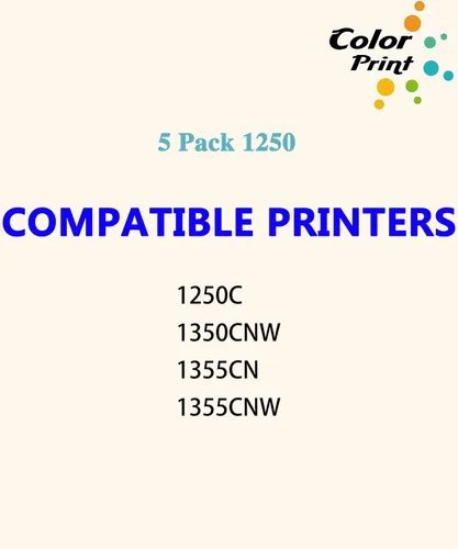 Vista 5 de Cartucho de tóner de repuesto compatible para impresora láser Dell C1760NW 1250C 1350CNW 1355CN 1355CNW C1765NF 810WH C5GC3 XMX5D WM2JC 1250