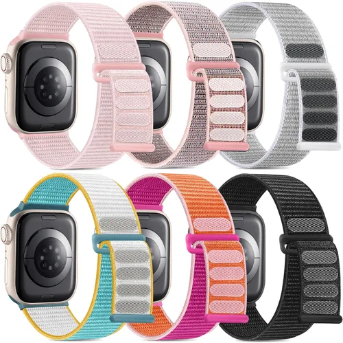 Vista 12 de WJK Correas elásticas de nailon compatibles con correas de Apple Watch de 1.496 in 1.575 in 1.614 in 1.654 in 1.732 in 1.772 in 1.811 in 1.929 in
