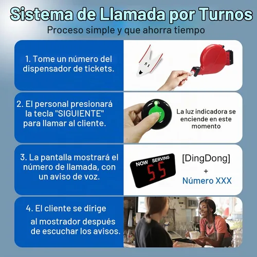 Vista 2 de Now Serving Number System Take a Number System Sistema de llamadas en cola con pantalla de números de 2 dígitos 2 botón siguiente 1 dispensador